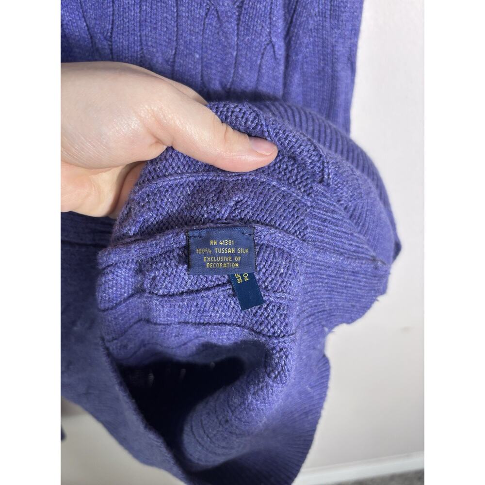 Polo Ralph Lauren Men's Silk Cable Knit Sweater XL Pullover Button Up Purple - Picture 6 of 9